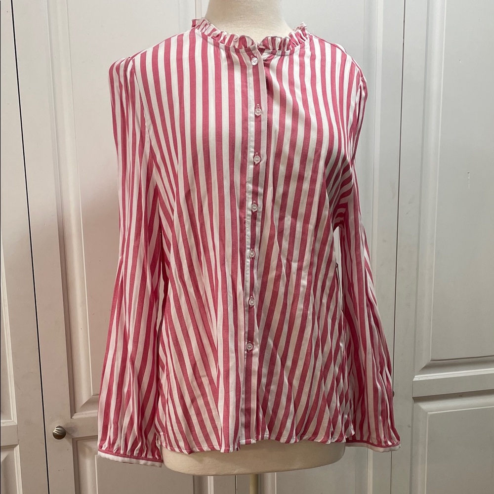 Elegant Striped Button Down Blouse